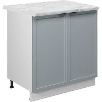 Vicco Keukenonderkast Fame-Line Licht blauw-grijs/Wit 80 cm marmer werkblad, Model 50739