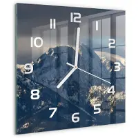 Tulup Wandklok - Giewont in de winter Klok Glas Met Opdruk - 30x30 cm - Grijs Moderne Wandklok Glas - Witte handen - Vierkante Klok - Decoratieve Glazen Klok - Glazen Wandklok Design