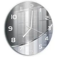 Tulup Wandklok - Metaalabstractie Decoratieve Glazen Klok - fi30 cm - Zilver Glazen Wandklok Design - Witte handen - Ronde Klok - Glazen Klok Met Print - Wandklok Glas Met Motief
