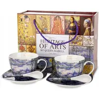 Queen Isabell Porseleinen Kopjes & Schoteltjes Set (2 stuks) - Kleurrijk