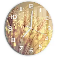 Tulup Wandklok - Paardenbloemzaden Klok Glas Met Opdruk - fi30 cm - Beige Moderne Wandklok Glas - Witte handen - Ronde Klok - Decoratieve Glazen Klok - Glazen Wandklok Design