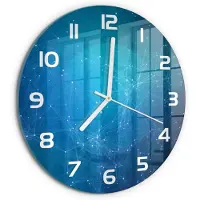 Tulup Wandklok - Sterrenbeeld Moderne Wandklok Glas - fi30 cm - Blauw Wandklok Glas Decoratie - Witte handen - Ronde Klok - Glazen Wandklok Design - Klok Glas Met Opdruk