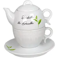 Lubiana Merkloos Porseleinen Theeservies: Mok, Theepot & Schotel