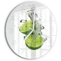 Tulup Wandklok - Kalk onder water Moderne Wandklok Glas - fi30 cm - Groente Wandklok Glas Decoratie - Witte handen - Ronde Klok - Glazen Wandklok Design - Klok Glas Met Opdruk