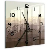 Tulup Wandklok - Stadsstroomleiding Moderne Wandklok Glas - 60x60 cm - Bruin Wandklok Glas Decoratie - Zwarte handen - Vierkante Klok - Glazen Wandklok Design - Klok Glas Met Opdruk