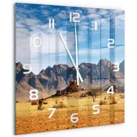 Tulup Wandklok - Rotsen in Namibië Wandklok Glas Decoratie - 60x60 cm - Oranje Gekleurde Glazen Klok - Witte handen - Vierkante Klok - Klok Glas Met Opdruk - Moderne Wandklok Glas