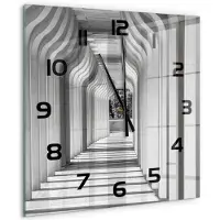 Tulup Wandklok - Hal Glazen Klok Met Print - 60x60 cm - Wit Wandklok Glas Met Motief - Zwarte handen - Vierkante Klok - Wandklok Glas Decoratie - Gekleurde Glazen Klok
