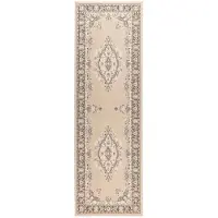 vidaXL - Lopers - Tapijt - FLORNES - Geweven - Ecru - 100 - x - 350 - cm - PP - 7 - mm