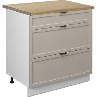 Vicco Keukenonderkast Fame-Line GrijsBeige 80 cm met 3 laden, WB Eik, Model 50365