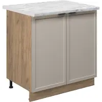 Vicco Keukenonderkast Fame-Line GrijsBeige 80 cm met legplank, WB Marmer, Model 50310