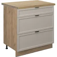 Vicco Keukenonderkast Fame-Line GrijsBeige 80 cm met 3 laden, WB Eik, Model 50396