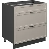 Vicco Keukenonderkast Fame-Line GrijsBeige 80 cm met 3 laden, zonder werkblad, Model 50379