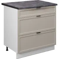 Vicco Keukenonderkast Fame-Line GrijsBeige 80 cm met 3 laden, WB Antraciet, Model 50364