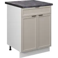 Vicco Keukenonderkast Fame-Line GrijsBeige 60 cm met lade, WB Antraciet, Model 50351