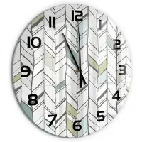 Tulup Wandklok - Visgraatpatroon Moderne Wandklok Glas - fi60 cm - Groente Wandklok Glas Decoratie - Zwarte handen - Ronde Klok - Glazen Wandklok Design - Klok Glas Met Opdruk