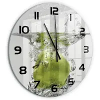 Tulup Wandklok - Appel onder water Wandklok Glas Met Motief - fi60 cm - Groente Decoratieve Glazen Klok - Zwarte handen - Ronde Klok - Gekleurde Glazen Klok - Glazen Klok Met Print