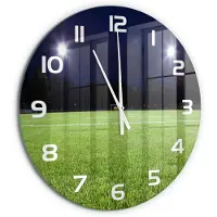 Tulup Wandklok - Voetbalveld Klok Glas Met Opdruk - fi60 cm - Groente Moderne Wandklok Glas - Witte handen - Ronde Klok - Decoratieve Glazen Klok - Glazen Wandklok Design