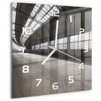 Tulup Wandklok - Straat in de tunnel Decoratieve Glazen Klok - 30x30 cm - Grijs Glazen Wandklok Design - Witte handen - Vierkante Klok - Glazen Klok Met Print - Wandklok Glas Met Motief