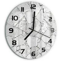 Tulup Wandklok - Stenen muur Wandklok Glas Met Motief - fi30 cm - Wit Decoratieve Glazen Klok - Zwarte handen - Ronde Klok - Gekleurde Glazen Klok - Glazen Klok Met Print