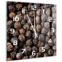 Tulup Wandklok - Peperkorrels Decoratieve Glazen Klok - 60x60 cm - Bruin Glazen Wandklok Design - Witte handen - Vierkante Klok - Glazen Klok Met Print - Wandklok Glas Met Motief
