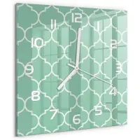 Tulup Wandklok - Marokkaanse achtergrond Wandklok Glas Decoratie - 30x30 cm - Groente Gekleurde Glazen Klok - Witte handen - Vierkante Klok - Klok Glas Met Opdruk - Moderne Wandklok Glas
