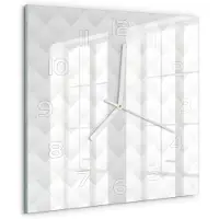 Tulup Wandklok - Abstracte achtergrond Moderne Wandklok Glas - 30x30 cm - Wit Wandklok Glas Decoratie - Witte handen - Vierkante Klok - Glazen Wandklok Design - Klok Glas Met Opdruk