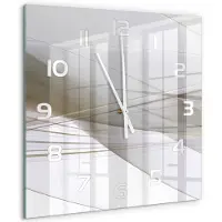 Tulup Wandklok - Abstractie Moderne Wandklok Glas - 60x60 cm - Beige Wandklok Glas Decoratie - Witte handen - Vierkante Klok - Glazen Wandklok Design - Klok Glas Met Opdruk