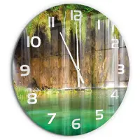 Tulup Wandklok - Plitvice-meren Wandklok Glas Met Motief - fi60 cm - Groente Decoratieve Glazen Klok - Witte handen - Ronde Klok - Gekleurde Glazen Klok - Glazen Klok Met Print