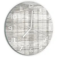 Tulup Wandklok - Houten achtergrond Moderne Wandklok Glas - fi30 cm - Grijs Wandklok Glas Decoratie - Witte handen - Ronde Klok - Glazen Wandklok Design - Klok Glas Met Opdruk
