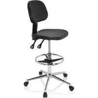 Hjh OFFICE TOP WORK 24 I - Werkstoel / werkkruk/ verhoogde bureaustoel Zwart