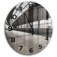 Tulup Wandklok - Straat in de tunnel Gekleurde Glazen Klok - fi60 cm - Grijs Glazen Klok Met Print - Zwarte handen - Ronde Klok - Moderne Wandklok Glas - Wandklok Glas Decoratie