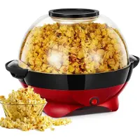 Kavo - Popcorn Machine - Popcorn Machine zonder Olie - Hetelucht Popcornmaker - Zwart/Rood - 30cm x 30cm x 18cm