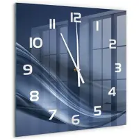 Tulup Wandklok - Grijze golf Wandklok Glas Met Motief - 60x60 cm - Grijs Decoratieve Glazen Klok - Witte handen - Vierkante Klok - Gekleurde Glazen Klok - Glazen Klok Met Print
