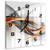 Tulup Wandklok - Golfabstractie Gekleurde Glazen Klok - 30x30 cm - Oranje Glazen Klok Met Print - Zwarte handen - Vierkante Klok - Moderne Wandklok Glas - Wandklok Glas Decoratie