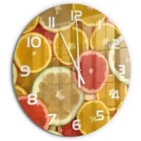 Tulup Wandklok - Citrusvruchten Moderne Wandklok Glas - fi60 cm - Veelkleurig Wandklok Glas Decoratie - Witte handen - Ronde Klok - Glazen Wandklok Design - Klok Glas Met Opdruk