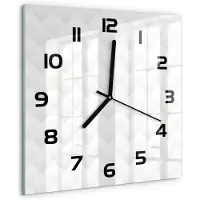 Tulup Wandklok - Abstracte achtergrond Glazen Klok Met Print - 30x30 cm - Wit Wandklok Glas Met Motief - Zwarte handen - Vierkante Klok - Wandklok Glas Decoratie - Gekleurde Glazen Klok