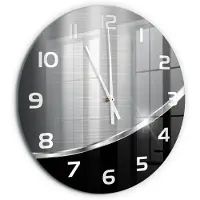 Tulup Wandklok - Metaalabstractie Klok Glas Met Opdruk - fi60 cm - Zilver Moderne Wandklok Glas - Witte handen - Ronde Klok - Decoratieve Glazen Klok - Glazen Wandklok Design