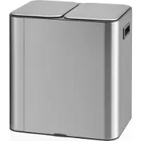 Hjh OFFICE Afvalverzamelaar / afvalscheidingssysteem Clean 10 - 30L (2x15L) roestvrij staal zilver