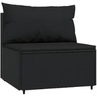vidaXL 4-delige loungeset voor de tuin met kussens, zwart, van polyrotan