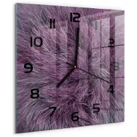 Tulup Wandklok - Roze bont Klok Glas Met Opdruk - 30x30 cm - Roze Moderne Wandklok Glas - Zwarte handen - Vierkante Klok - Decoratieve Glazen Klok - Glazen Wandklok Design