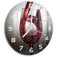 Tulup Wandklok - Rode wijn Moderne Wandklok Glas - fi30 cm - Rood Wandklok Glas Decoratie - Witte handen - Ronde Klok - Glazen Wandklok Design - Klok Glas Met Opdruk
