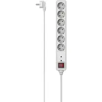 Hama verdeelstuk met 6 stopcontacten en overspanningsbeveiliging. Stroomkabel met Schuko-stekker - 1,4 meter, maximale belasting 3680 Watt, 3x1,5mm² aderdoorsnede