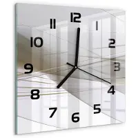 Tulup Wandklok - Abstractie Decoratieve Glazen Klok - 30x30 cm - Beige Glazen Wandklok Design - Zwarte handen - Vierkante Klok - Glazen Klok Met Print - Wandklok Glas Met Motief