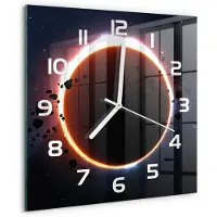Tulup Wandklok - zonsverduistering Wandklok Glas Decoratie - 30x30 cm - Oranje Gekleurde Glazen Klok - Witte handen - Vierkante Klok - Klok Glas Met Opdruk - Moderne Wandklok Glas