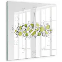 Drukarnia Piga Wandklok - Limoenijsblokjes Wandklok Glas Decoratie - 30x30 cm - Groente Gekleurde Glazen Klok - Witte handen - Vierkante Klok - Klok Glas Met Opdruk - Moderne Wandklok Glas