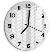 Tulup Wandklok - Geometrische achtergrond Wandklok Glas Decoratie - fi30 cm - Grijs Gekleurde Glazen Klok - Zwarte handen - Ronde Klok - Klok Glas Met Opdruk - Moderne Wandklok Glas