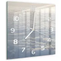 Tulup Wandklok - Vliegen boven de wolken Klok Glas Met Opdruk - 30x30 cm - Wit Moderne Wandklok Glas - Witte handen - Vierkante Klok - Decoratieve Glazen Klok - Glazen Wandklok Design
