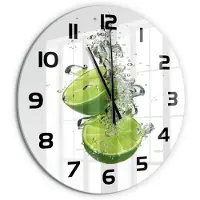 Tulup Wandklok - Kalk onder water Wandklok Glas Decoratie - fi60 cm - Groente Gekleurde Glazen Klok - Zwarte handen - Ronde Klok - Klok Glas Met Opdruk - Moderne Wandklok Glas