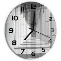 Tulup Wandklok - Hal Moderne Wandklok Glas - fi30 cm - Grijs Wandklok Glas Decoratie - Zwarte handen - Ronde Klok - Glazen Wandklok Design - Klok Glas Met Opdruk