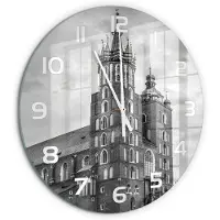 Tulup Wandklok - Krakau, Polen Klok Glas Met Opdruk - fi60 cm - Zwart-wit Moderne Wandklok Glas - Witte handen - Ronde Klok - Decoratieve Glazen Klok - Glazen Wandklok Design